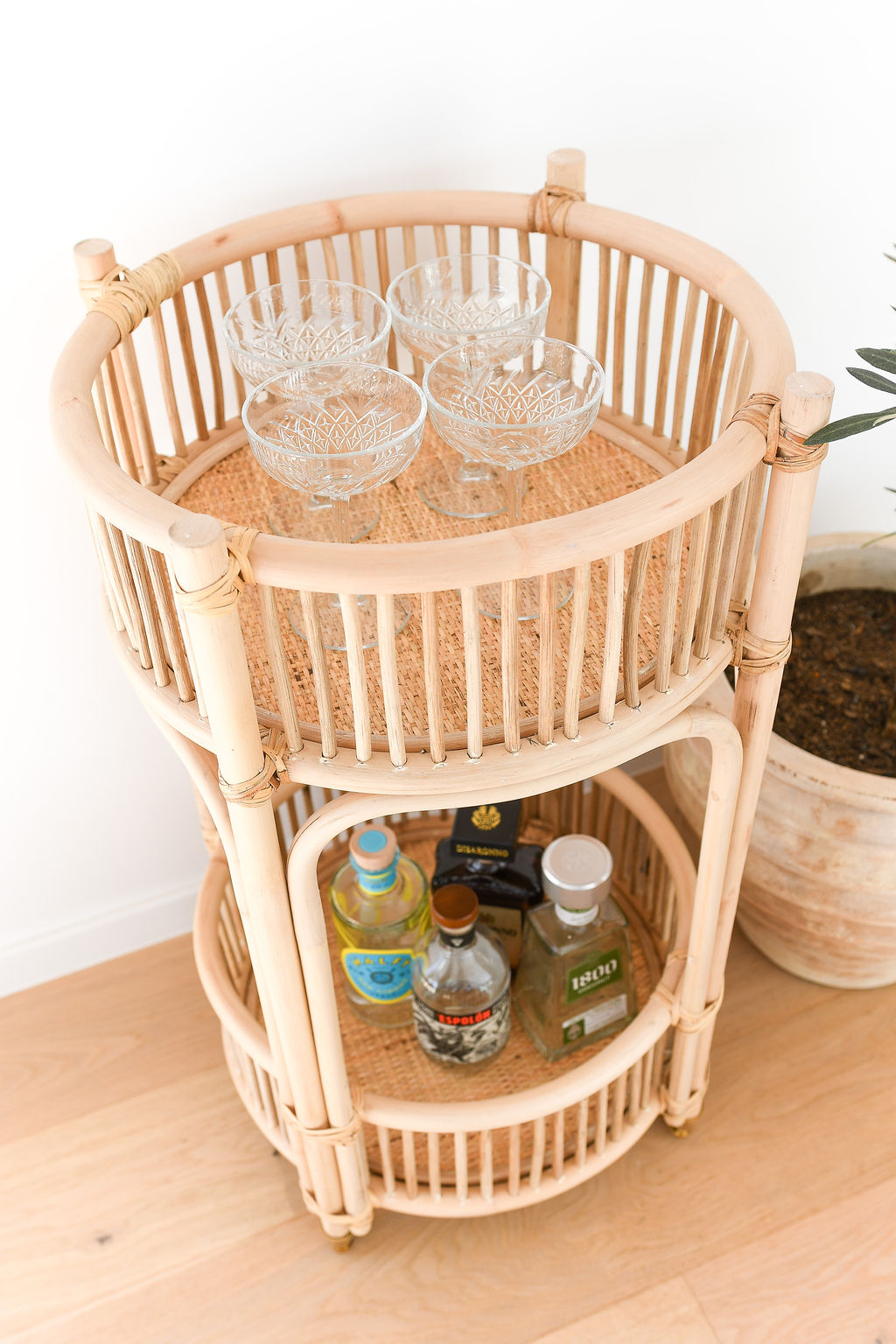 Round Rattan Bar Cart Haus of Rattan