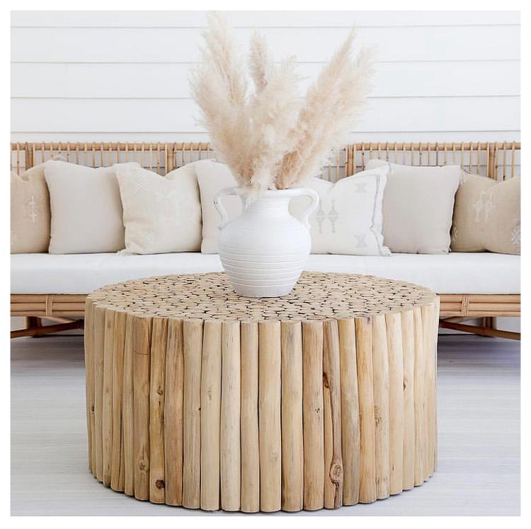 Byron Teak Round Coffee Table, 100cm, Natural Haus of Rattan