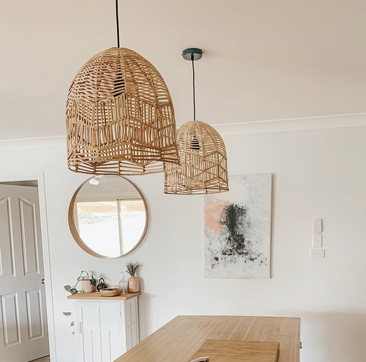 Raw 35cm Tall Lace Rattan Pendant Light Haus Of Rattan